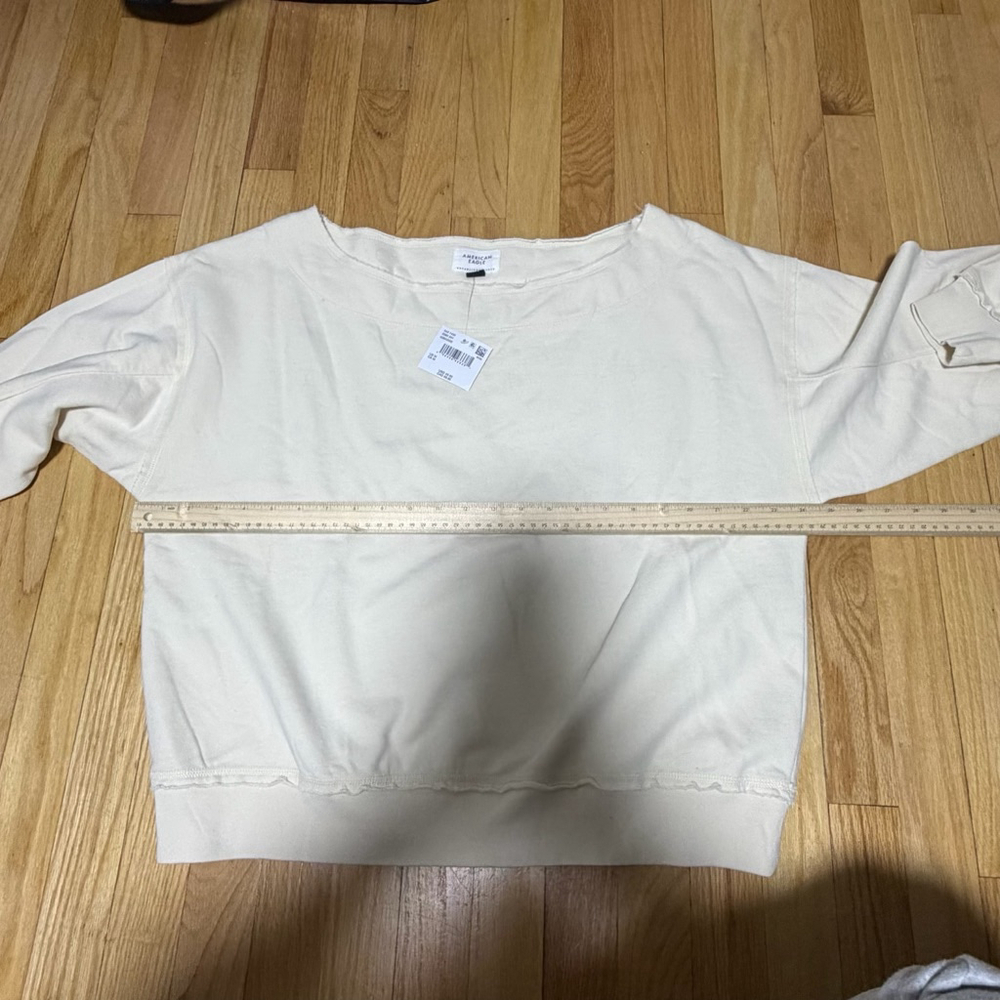Women's American Eagle Cream Boat Neck Sweatshirt M SKU644 - Picture 5 of 6